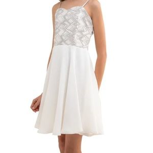 UnDeuxTrois Dress, Sequin&Chiffon Sleeveless Dress,worn1x,sz14 (fits like a 12)